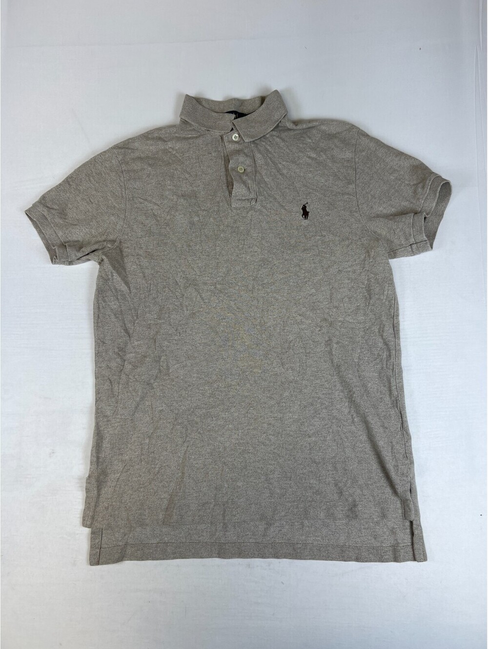 Polo Ralph Lauren Men M Custom Fit Gray Cotton Short Sleeve Polo Shirt